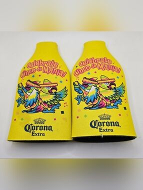 Vintage Corona Beer Bottle Koozie Cinco De Mayo Glass Bottle Insulator Set Of 2